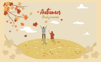 Flat design autumn background, for banners, posters, templates and others. vector