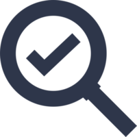 Zoom done icon with magnifying glass illustration. Magnifying glass simple signs. png