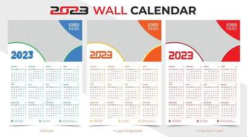 Simple and Colorful New Year 2023 One Page Calendar Template Design vector