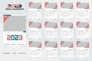 Creative and Simple 2023 Happy New Year WallCalendar Template Design vector