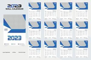 diseño de calendario de pared abstracto y único para feliz año nuevo 2023 vector