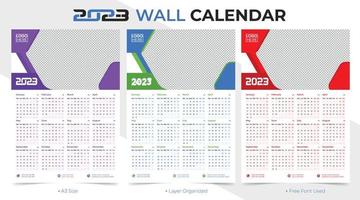 New and Modern 2023 New Year One Page Calendar Template Design vector