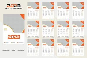 Abstract and Creative Wall New Year 2023 Calendar Template Design vector