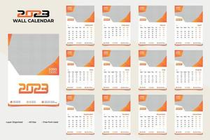 Modern and Stylish 2023 Wall Calendar Template Design vector