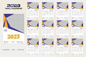 Modern and Abstract Wall New Year 2023 Calendar Template Design vector