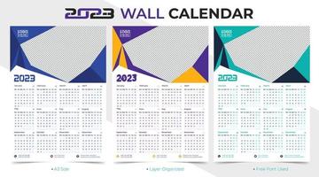 calendario abstracto y elegante de una página para feliz año nuevo 2023 vector