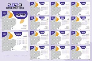 Modern abstract colorful 2023 desk calendar template design vector