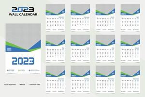 Abstract and Creative Wall New Year 2023 Calendar Template Design vector