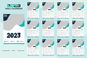 Modern and abstract 2023 wall calendar template design vector