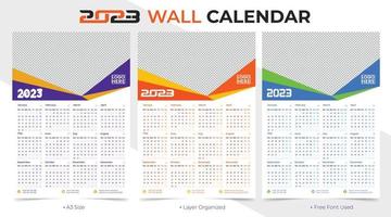 diseño de plantilla de calendario de año nuevo 2023 abstracto y creativo de una página vector