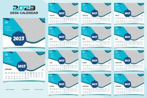 diseño de plantilla de calendario de escritorio de año nuevo abstracto 2023 vector