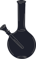 Glass bong for smoking weed. Hand drawn trendy png