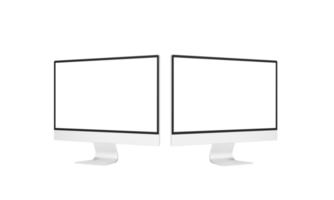 desktop-monitorbildschirm mit transparentem modell der website-präsentation isoliert png