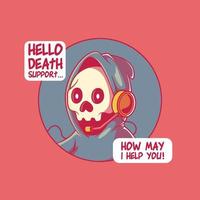 Reaper character working as a tech assistant vector illustration. Funny, work, technology design concept.