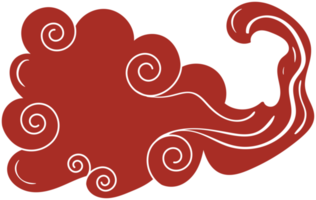 nuage chinois. élément de design rouge et blanc incurvé traditionnel png