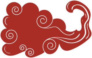 Chinese wolk. traditioneel gebogen rood en wit ontwerp element png