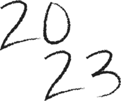 2023 feliz año nuevo numérico. texto de pincelada grunge png
