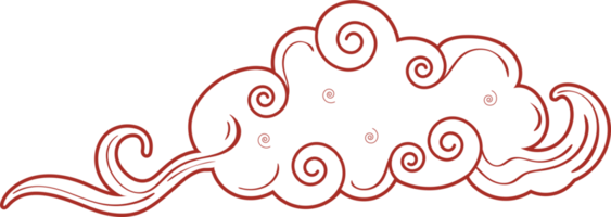 nube china. elemento de diseño de silueta roja tradicional png