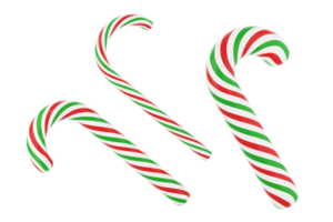 bastones de caramelo rojos, verdes y blancos a rayas navideñas