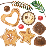 zoet Kerstmis bundel met gember koekjes en snoepjes png