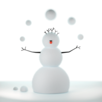 Bonhomme de neige en feutre jongle avec des boules de neige de Noël en laine png