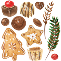 zoet Kerstmis bundel met gember koekjes en snoepjes png