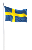 Flag of Sweden fluttering in the wind from the top of its pole png