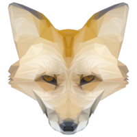 modèle low poly d'une tête de renard isolé sur fond transparent png