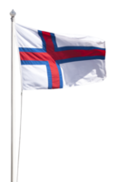 Flagge der Färöer-Inseln, die im Wind von der Spitze ihres Mastes flattert png