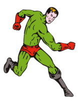 cartoon super hero running punching png