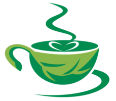 xícara de café de folha verde png