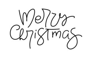 Merry Christmas hand lettering calligraphy text isolated on white background. Vector holiday illustration element Quote. Xmas script calligraphic phrase