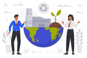 Flat circular economy concept illustration. World environment and green nature design. Reuse of resources. vector