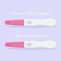 Pregnancy test. Two tests, you're pregnant and you're not pregnant. Baby expectation. vector