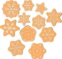 conjunto de copos de nieve de pan de jengibre vector