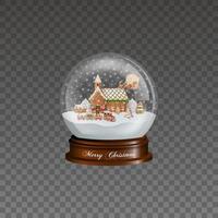 Christmas snow globe with gingerbread landscape. vector