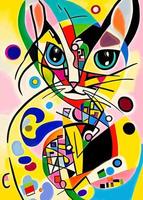 Colorful Abstract Cat Portrait vector