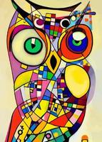 Colorful Abstract Rainbow Owl Portrait vector