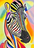 retrato de cebra abstracto colorido vector