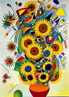 Colorful Abstract Sunflowers Still Life vector