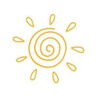 Sun doodle. Hand drawn vector illustration isolated on white background