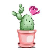 Blossom succulent in ceramic pot in flat technique vector