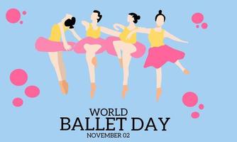 Vector graphic of world ballet day for world ballet day celebration. flat design. Line art design. flyer design. flat illustration. Banner design. November 2