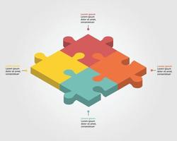 jigsaw graph chart template for infographic for presentation for 4 element vector