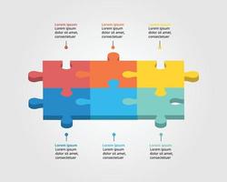 jigsaw graph chart template for infographic for presentation for 6 element vector