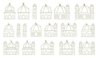 diseño de vector de contorno de mezquita. ilustración de vector de arte de línea. diseño minimalista de mezquita.