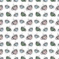 Seamless Pattern with Abstract Stylized cup in trendy hues on a transparent background. Line Art vector