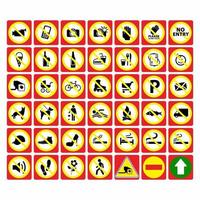 Collection of warnings, mandatory, prohibitions and information traffic signs. Collection of traffic signs Vector illustration.