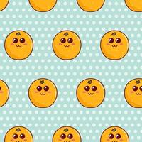 Cute cartoon seamless pattern with oranges. Cartoon oranges on polka dot background. Cute baby vector pattern for any use. Vector illustration