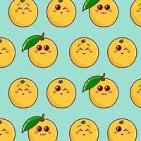 Cute cartoon seamless pattern with oranges. Cartoon oranges with different emotions. Cute baby vector pattern for any use. Vector illustration